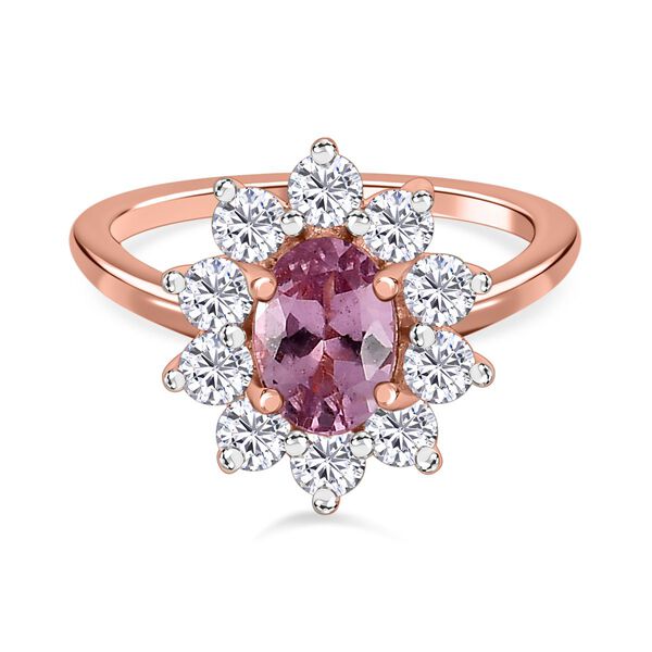 AA Lila Spinell, weißer Zirkon Ring, 925 Silber Roségold Vermeil (Größe 18.00) ca. 0.99 ct image number 0