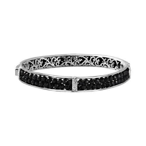 Schwarzer Spinell Armreif ca. 19 cm Reines Messing ca. 22,00 ct. image number 0