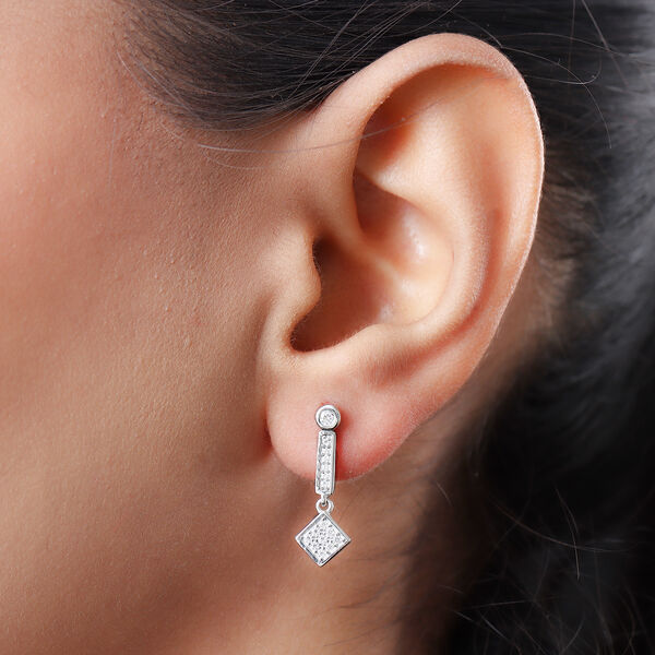 88 Facetten Moissanit Ohrhänger 925 Silber platiniert ca. 0,32 ct.  image number 3