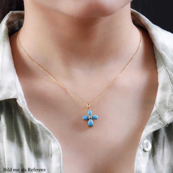 Amerikanischer, nat&uuml;rlicher Sleeping Beauty T&uuml;rkis-Anh&auml;nger mit Kette, 925 Silber vergoldet ca. 1.99 ct image number 2