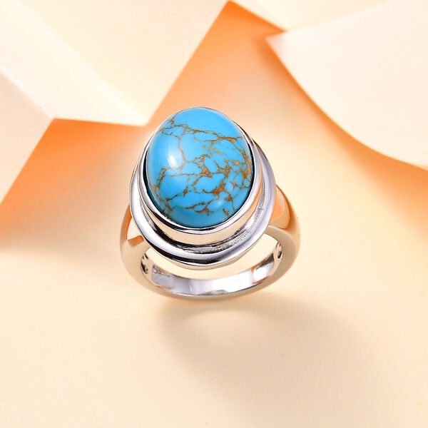 Blauer Türkis Ring Messing (Größe 18.00) ca. 10.32 ct image number 2