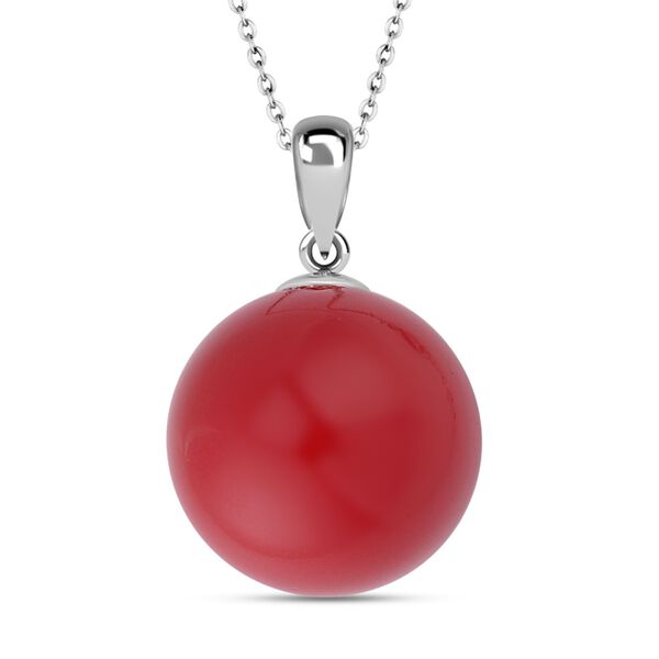 Muschelkernperle Schmuckset, Rot, 925 Silber rhodiniert, Edelstahl Kette image number 3