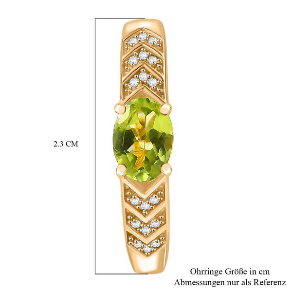 EVER TRUE Peridot, Weißer Zirkon Ohrringe Nickelfreies Messing, Goldfarben, ca. 1,76 ct. image number 4