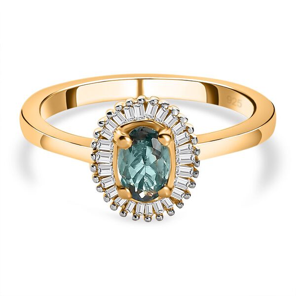 Nat&uuml;rlicher AA Alexandrit und Diamant Ring, 925 Silber Gelbgold Vermeil, ca. 0.70 ct image number 0