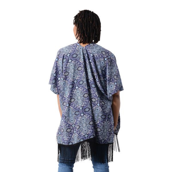Kimono mit Quasten, Blau image number 2
