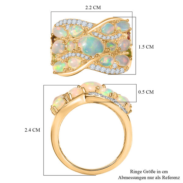 AA Nat&uuml;rlicher, &auml;thiopischer Welo Opal Ring 925 Silber 750 Gelbgold Vermeil (Gr&ouml;&szlig;e 20.00) ca. 2.52 ct image number 7