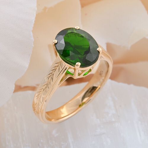 Zertifiziert und geprüft AAA Natürlicher Chromdiopsid Ring in 417 Gold - 2,65 ct. image number 1