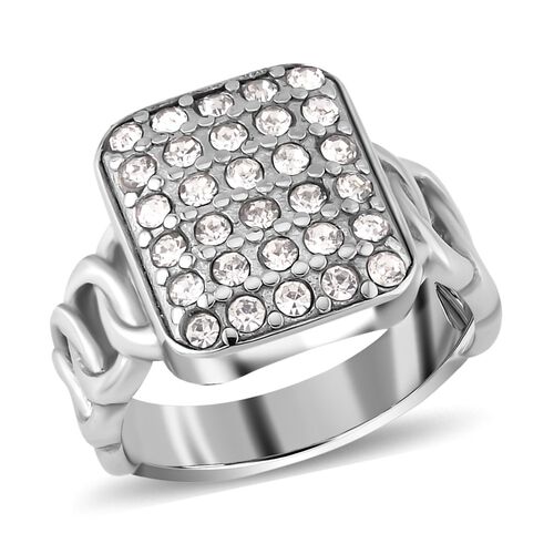 Weißer Kristall Ring Reiner Edelstahl (Größe 16.00) image number 0