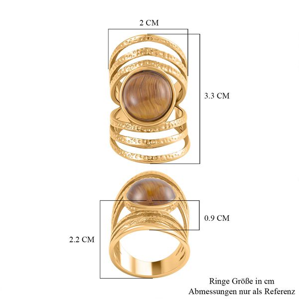 Gelbes Tigerauge Ring 316L Edelstahl, (Größe 16.00) ca.0 vergoldet 5.00 ct image number 7
