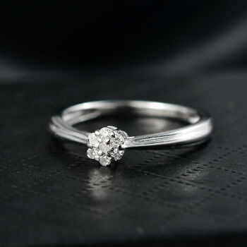 D'Joy Wei&szlig;er Diamant Ring 925 Silber rhodiniert (Gr&ouml;&szlig;e 17.00) ca. 0,10 ct