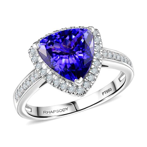 Rhapsody AAAA Tansanit, Weißer Diamant Ring 950 Platin (Größe 20.00) ca. 3,61 ct image number 0