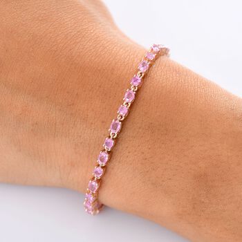 D joy Ilakaka Rosa Saphir (Fissure gef&uuml;llt) Armband ca. 19 cm 925 Silber 750 Ros&eacute;gold Vermeil ca. 7,08 ct.