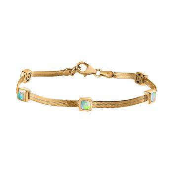 AA Nat&uuml;rlicher, &auml;thiopischer Welo Opal Armband ca. 19 cm 925 Silber Gelbgold Vermeil ca. 0,91 ct