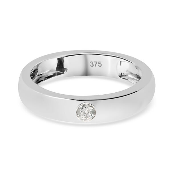 Diamant zertifiziert I2-I3 Band Ring 375 Wei&szlig;gold