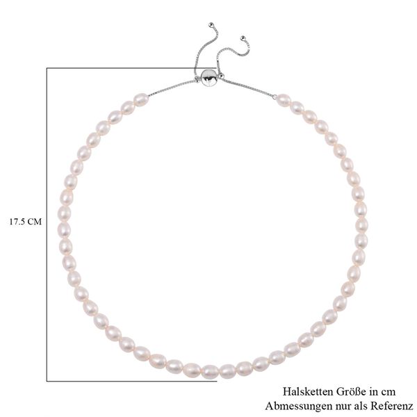 Weiße Süßwasserperlen-Halskette, 45 cm image number 5