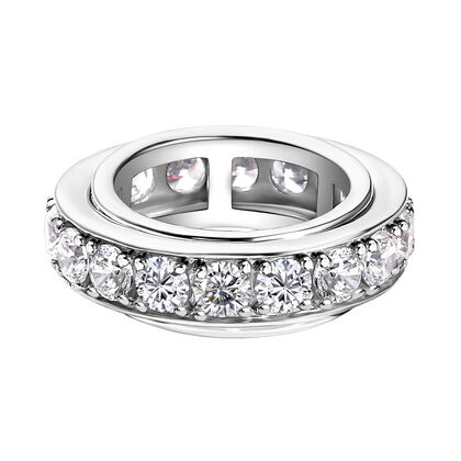 LUSTRO STELLA - Wei&szlig;er Zirkonia Spinning-Ring, Silberton, platiniert (Gr&ouml;&szlig;e 18.00)