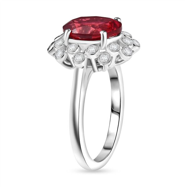 D'Joy Lab Created Padparadscha-Saphir, Weißer Zirkon Ring 925 Silber rhodiniert (Größe 17.00) ca. 4,02 ct image number 5