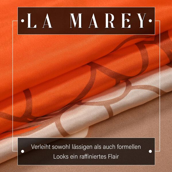 LA MAREY - 100% Maulbeeren-Seidenschal, Chiffon, 55x170 cm, Orange und braun image number 2