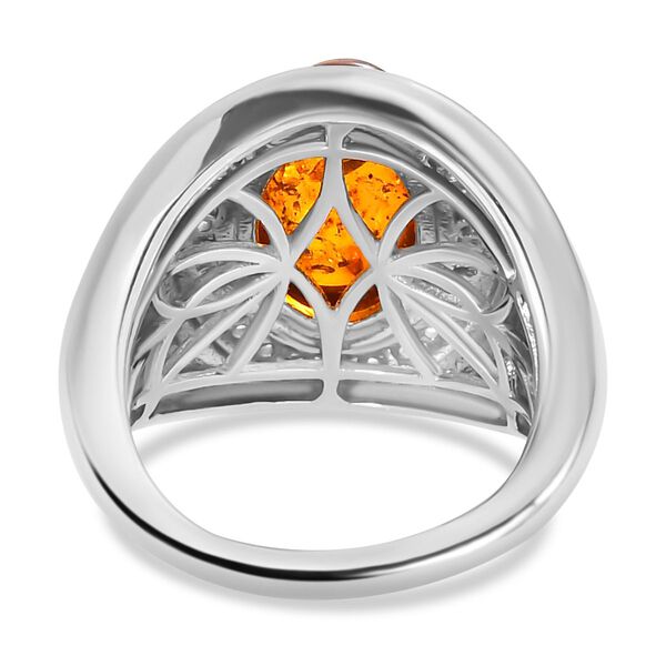 Natürlicher baltischer Bernstein, Weißer Zirkon Ring 925 Silber rhodiniert (Größe 17.00) ca. 1.71 ct image number 6