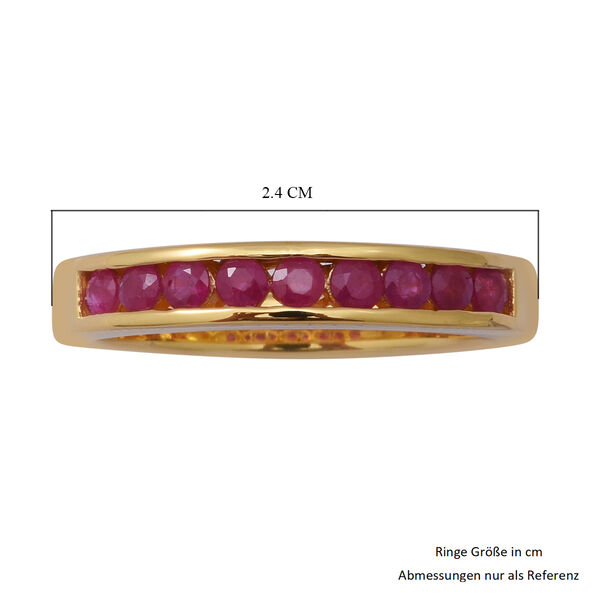Burmesischer Rubin Half Eternity Band Ring 925 Silber Vergoldet image number 5