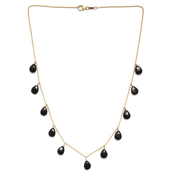 Shungit Halskette 50 cm 925 Silber vergoldet ca. 1,00 ct