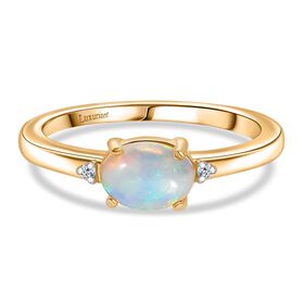 LUXURIANT DIAMOND- AA Natürlicher, äthiopischer Welo Opal und Labor Diamant Ring - 0,55 ct.