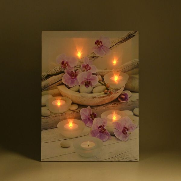 LED Leinwand Rahmen Digitaldruck Wandbild, Orchidee, 30x40 cm image number 2