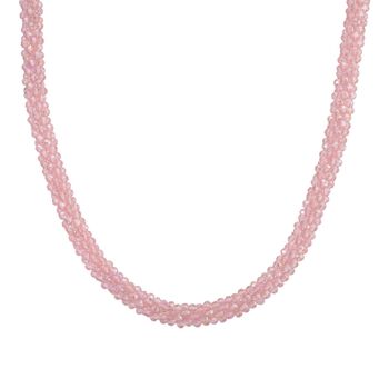 2er Set - Rosa Kristall Halskette und Armband, flexibel