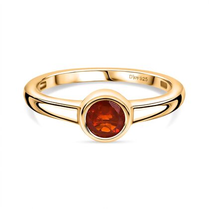 Djoy AA Mexikanischer Kirschfeuer-Opal Ring 925 Silber 750 Gelb Vergoldet (Gr&ouml;&szlig;e 17.00) ca. 0.36 ct