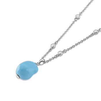 EverTrue wei&szlig;e Zirkonia und Sleeping Beauty t&uuml;rkisfarbene Muschelkernperle 50cm Halskette