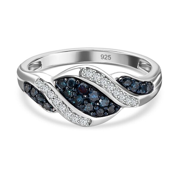 Blauer und wei&szlig;er Diamant-Ring - 0,33 ct.