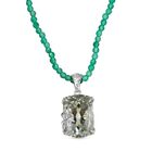 Prasiolith, Verde Onyx Anhänger mit Kette, 925 Silber rhodiniert ca. 90.00 ct