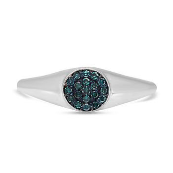 Blauer Diamant Ring 925 Silber Platin-&Uuml;berzug (Gr&ouml;&szlig;e 17.00) ca. 0,20 ct