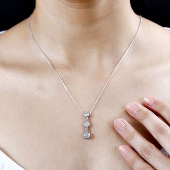 Moissanit Halskette ca. 45 cm 925 Silber platiniert ca. 0.78 ct