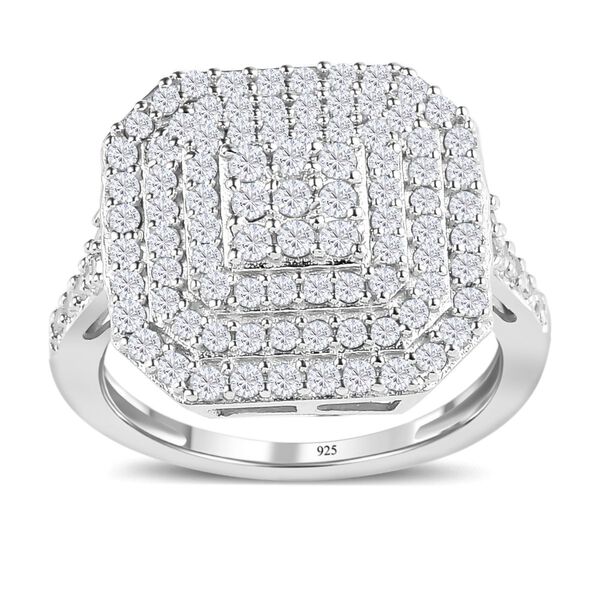 Weißer Diamant Ring, 925 Silber platiniert (Größe 19.00) ca. 1.00 ct image number 4