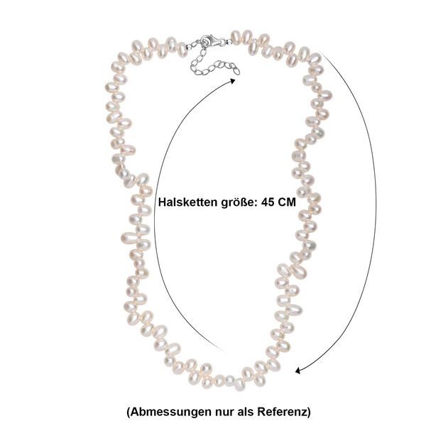 Wei&szlig;e S&uuml;&szlig;wasser Perle Halskette ca. 45 cm 925 Silber rhodiniert image number 6