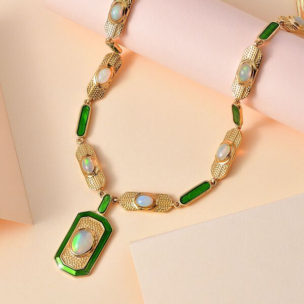 AA Nat&uuml;rliche, &auml;thiopische Welo Opal-Halskette, 45 cm - 5,10 ct. image number 2