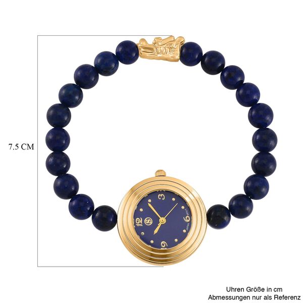 Blauer Howlit Uhren Reiner Edelstahl Bicolor flexibel ca. 50,00 ct. image number 7