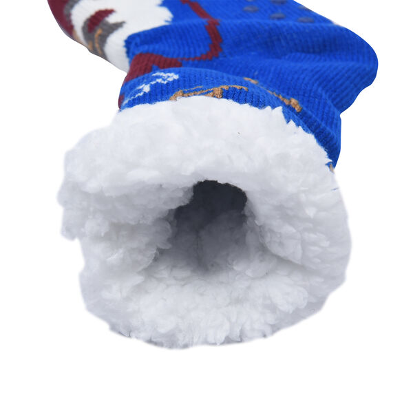 2er-Set - 2 Paar rutschfeste Haus Socken mit warmem Sherpa Futter, Einheitsgr&ouml;&szlig;e Weihnachtsmotiv, Rot und Blau&nbsp; image number 6