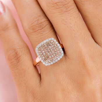 Nat&uuml;rlicher Champagner Diamant und wei&szlig;er Diamant-Ring