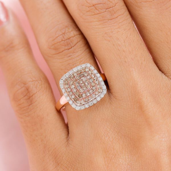 Nat&uuml;rlicher Champagner Diamant und wei&szlig;er Diamant-Ring image number 3