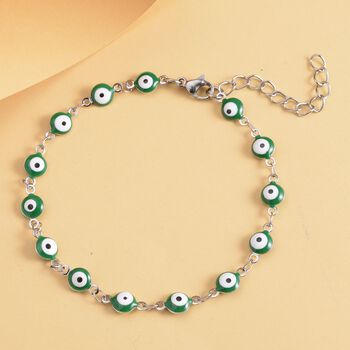 Gr&uuml;nes Edelstahl Armband, ca. 19 cm, emailliert ca. 3,80g