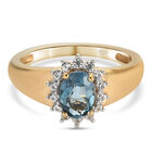 London Blau Topas und Zirkon Halo Ring 925 Silber vergoldet  ca. 1,24 ct image number 0