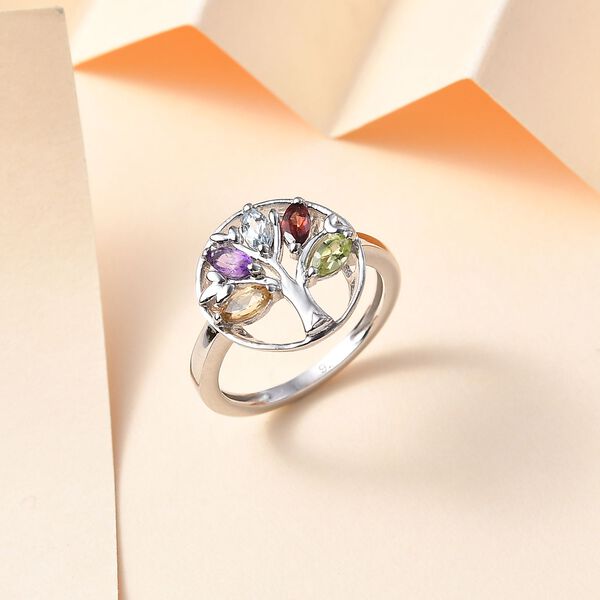 Mehrfarbige Ring 925 Silber platiniert (Größe 17.00) ca. 0.77 ct image number 2