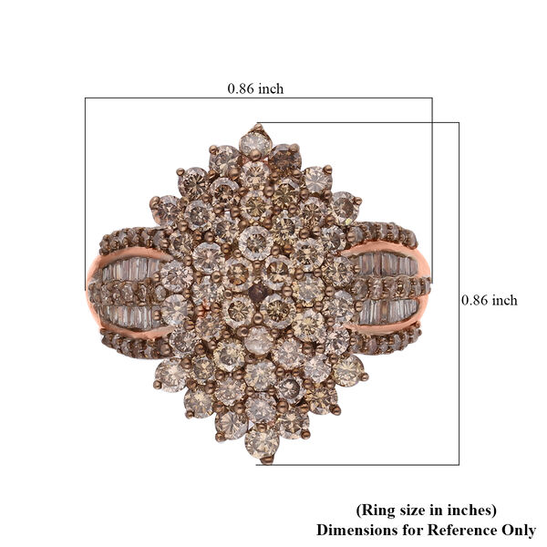 Nat&uuml;rlicher Champagner Diamant Ring, 925 Silber Ros&eacute;gold Vermeil, (Gr&ouml;&szlig;e 20.00) ca. 2.00 ct image number 6