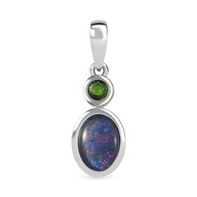 Boulder Opal Triplett und natürlicher Chromdiopsid-Anhänger - 1,09 ct.