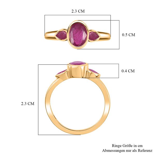 Afrikanischer Rubin (Fissure gef&uuml;llt) Ring 925 Silber Gelbgold Vermeil (Gr&ouml;&szlig;e 19.00) ca. 2,53 ct image number 7