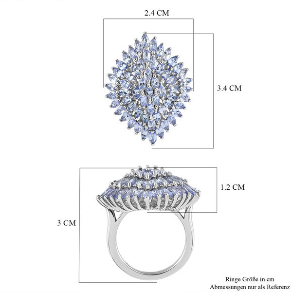 Tansanit Cluster-Ring, 925 Silber platiniert  ca. 5,78 ct image number 7