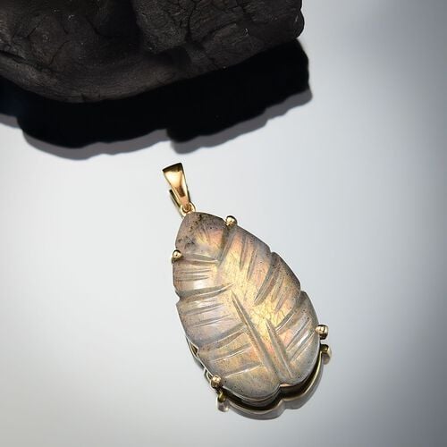 Feuer Labradorit Anhänger Messing ca. 27,35 ct. image number 1