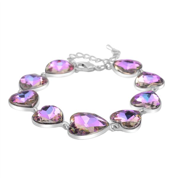 2er Set - Mystischer Rosa Kristall Armband und Ohrringe, Silberfarben image number 3